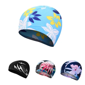 

High Elastic Printing Swimming Hat Women Unisex Girls Long Hair Bathing Cap Stretchable Swimming Cap Stretch Drape Free Size