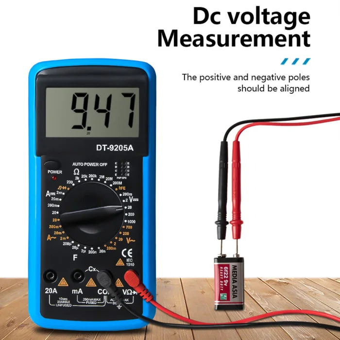 DT9205A Цифровой мультиметр с ЖК-дисплеем ручной AC DC Автоматический Диапазон мультиметр Амперметр Омметр Измеритель сопротивления емкости A