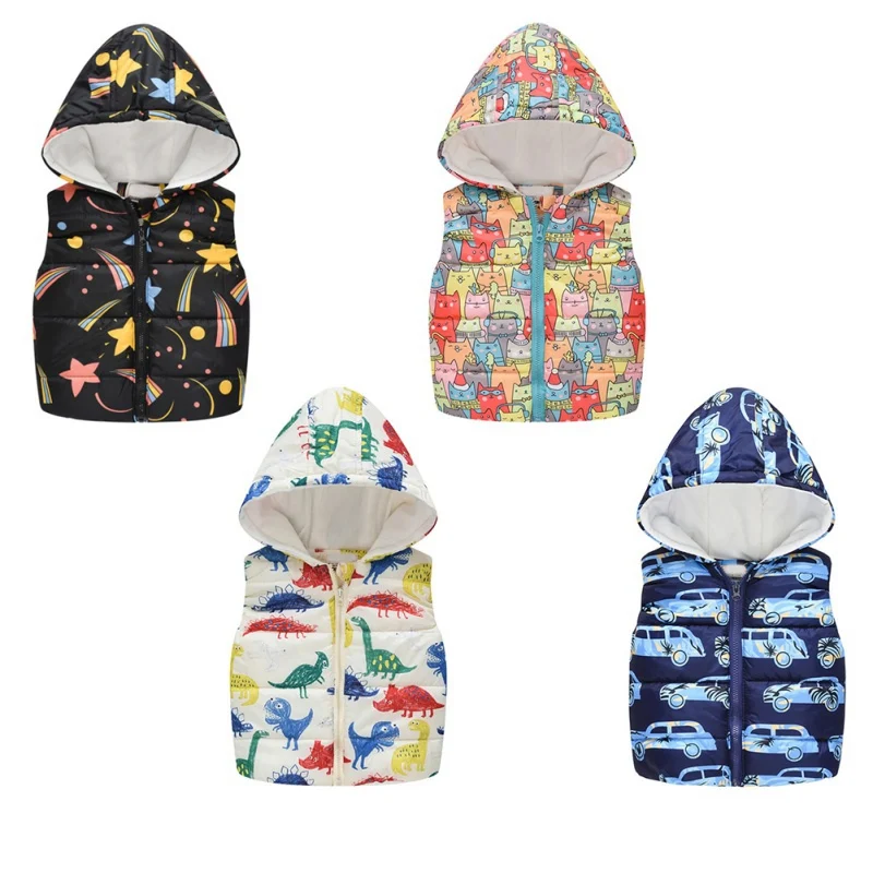 

Child Waistcoat Children Outerwear Winter Coats Kids Clothes Warm Hooded Cotton Baby Boys Girls Vest For Age 1-6 Years Old
