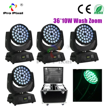 

Wash Zoom Moving Head Light 36X10w RGBW 4in1 Stage Light Led Dmx Control Dj Disco Light For Nightclub Bar 4pcs With Flight Case