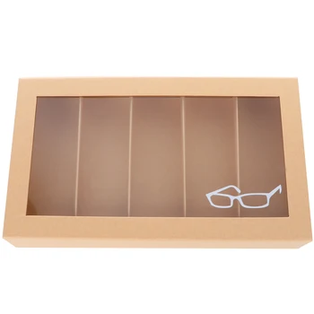 

5 Slot Kraft Paper Eyeglass Box Sunglass Storage Container Window Glasses Display Case Storage Organizer for Home Shop Display