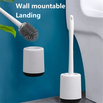

Holder Set Clean Tool Durable ThermoPlastic Rubber Silicone Toilet Brush Soft Bristle Wall-mounted Bathroom Toilet Brush