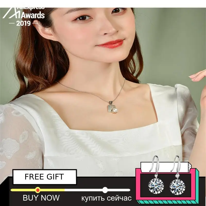 S925 Стерлинговое Серебро, простая оболочка, подвеска для ожерелья, большая пресноводная жемчужина, подвеска для мам, женщин, девушек, в стиле барокко