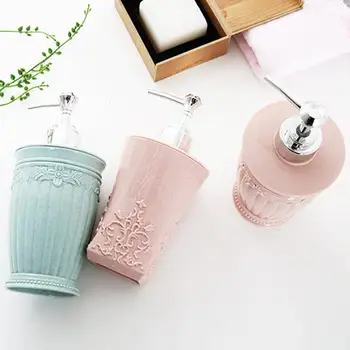 

400ml 3D Carved Flower Shampoo Shower Gel Lotion Empty Bottle Liquid Dispenser Press Bottle Refillable Bottle Cosmetic Container
