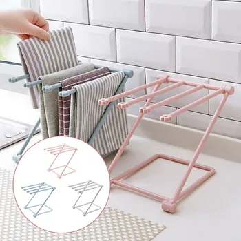

Behogar Towel Stand Rack Plastic Folding Wash Cloth Rag Hanging Storage Holder Shelf Organizer for Home Bathroom Kitchen
