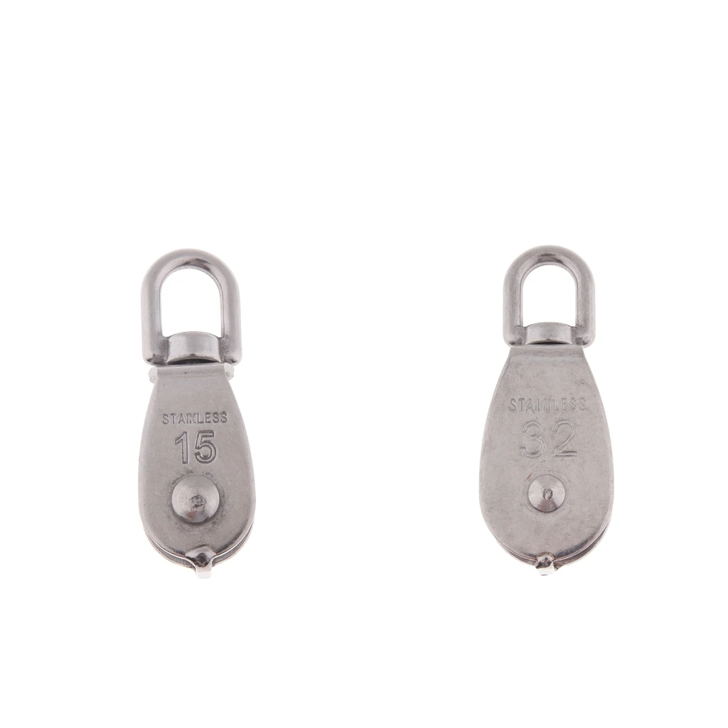 M15 M32 Single Pulley Sheave Block Swivel Eye - 304 Stainless Steel Hardware