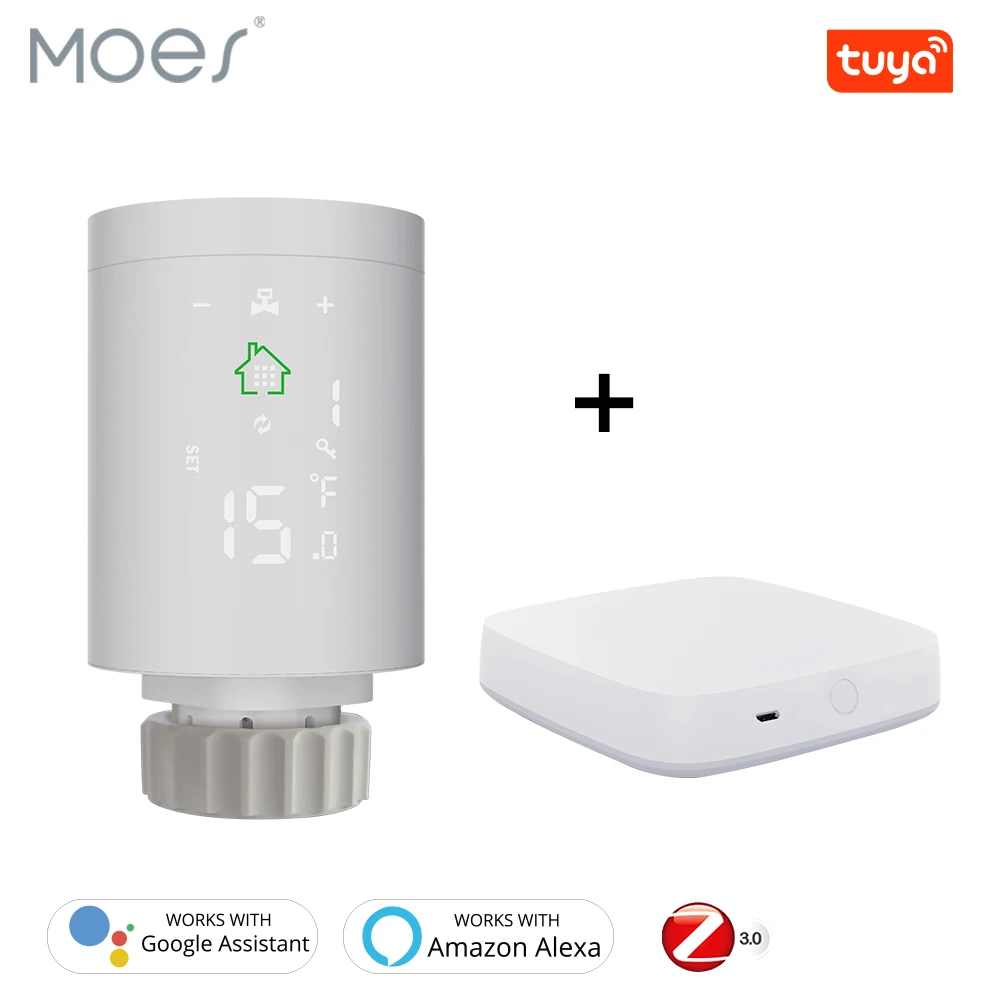 TRV ZigBee3.0 Smart Radiator Actuator Programmable Thermostatic Radiator Valve Temperature Controller Voice Control via Alexa