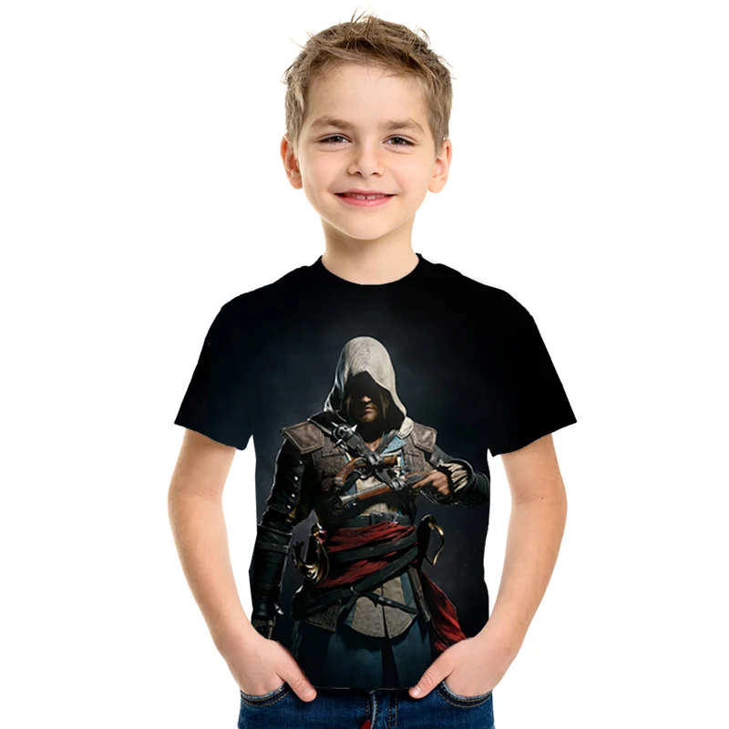 Г. Футболка с принтом Assassin Creed детская повседневная забавная футболка с короткими рукавами для мальчиков детская футболка в стиле хип-хоп футболки для девочек с 3d принтом assassin