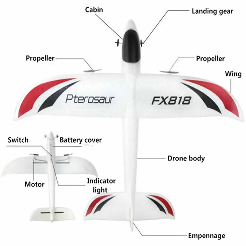 Высокое качество 48 см большой RC самолет с фиксированным крылом планер 2 4G 4CH
