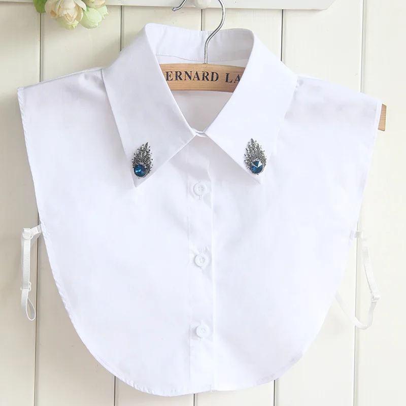 Sitonjwly Women Shirt Fake Collar Summer Dress Detachable False Lapel Half Vest Blouse Top Clothes |