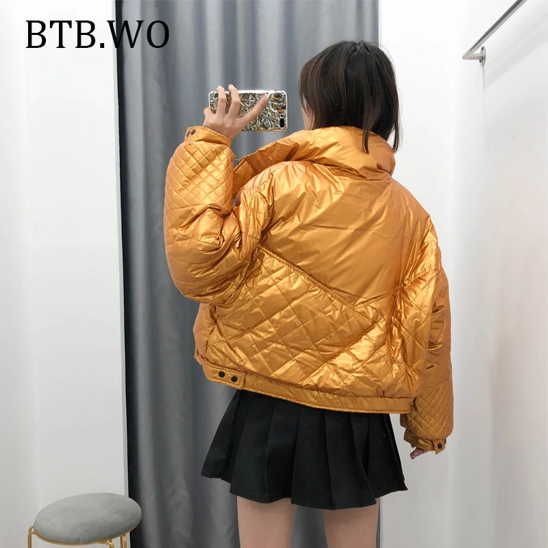 BTB.WO, зимнее модное яркое короткое теплое Женское пальто, куртки, теплые пальто, на молнии, с карманами, модное повседневное женское пальто