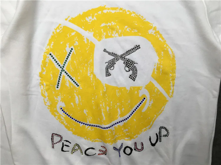 Новинка 19 роскошные высокие мужские толстовки с капюшоном с бриллиантами Peace You up толстовки с капюшоном вельветовый хлопковый утепленный флисовый пуловер# E01