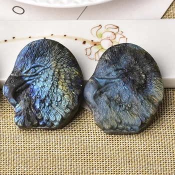 

Wholesale High Quality Natural Labrador Stone Hand Carved Animal Eagle Head Home Decoration Spirit Fengshui Healing Meditation