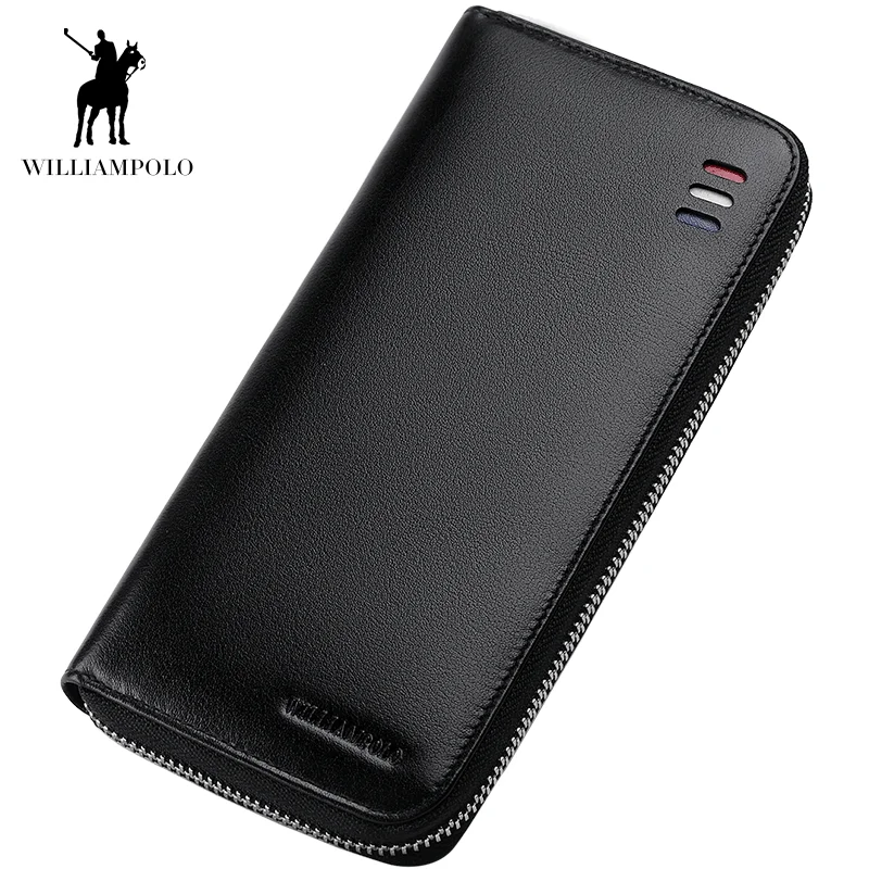 Модный кошелек от бренда WILLIAMPOLO! Горячая Распродажа! Знаменитый Роскошный Кожаный клатч на молнии из кожи, мужской кошелек PL273 - Цвет: black