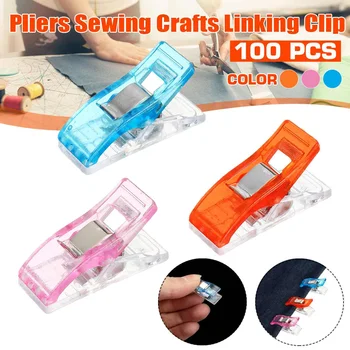 

100pcs Pliers Sewing Craft Linking Clip DIY Patchwork Edge Plastic Clothing Clips Holder For Fabric Positioning Strong Edging