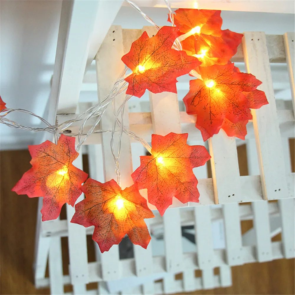 

Battery Operated 10leds 20leds Maple Leaf LED String Lights Autumn Stair Railing Decoration Plants Fence Lights