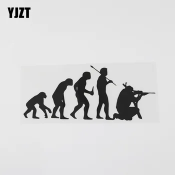 

YJZT 17.1CMX7.1CM Hunting Evolution DecalCar Window Vinyl Car Sticker Black/Silver 8A-0581