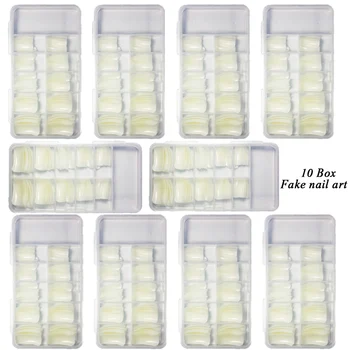 

100 Pcs 10 box Acrylic Fake Nail Oval Professional Full Cover Fasle Nail Art Fingernail Full Color Card Polish Displayed Board