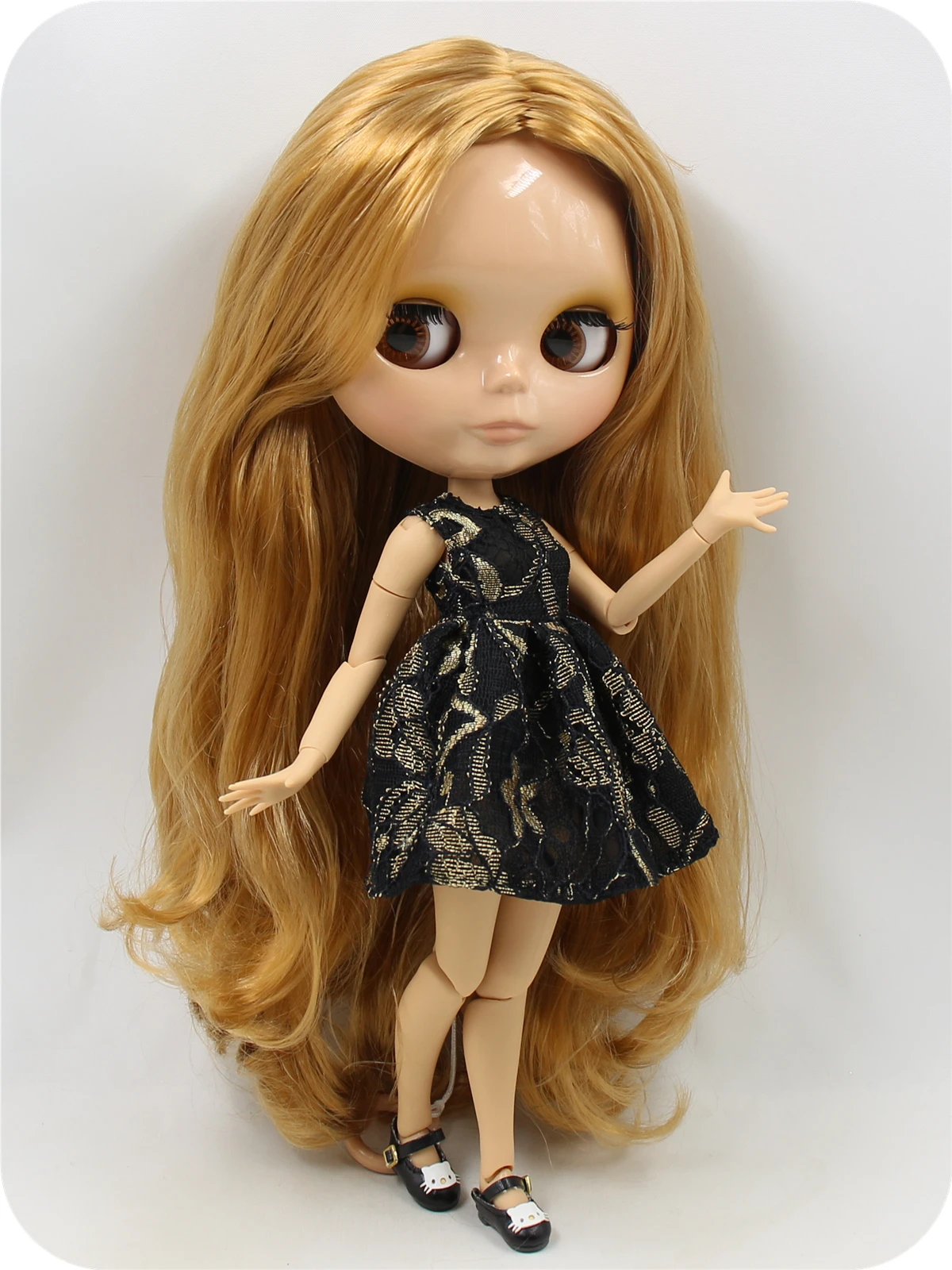 Neo Blythe Doll with Blonde Hair, Tan Skin, Shiny Cute Face & Custom Jointed Body 2