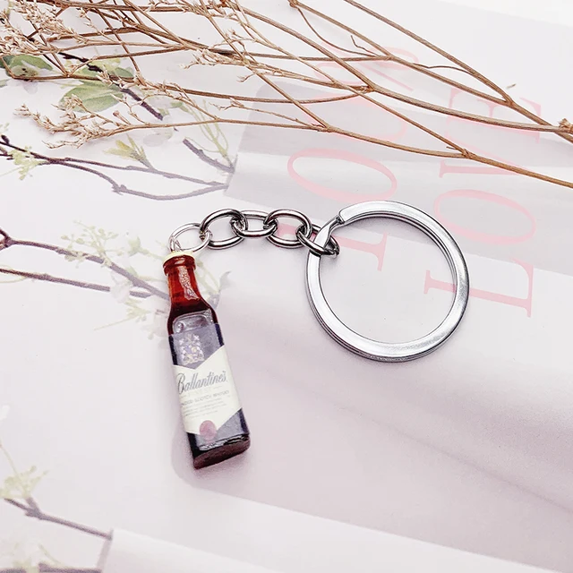 Cute Resin Beer Wine Bottle Keychain