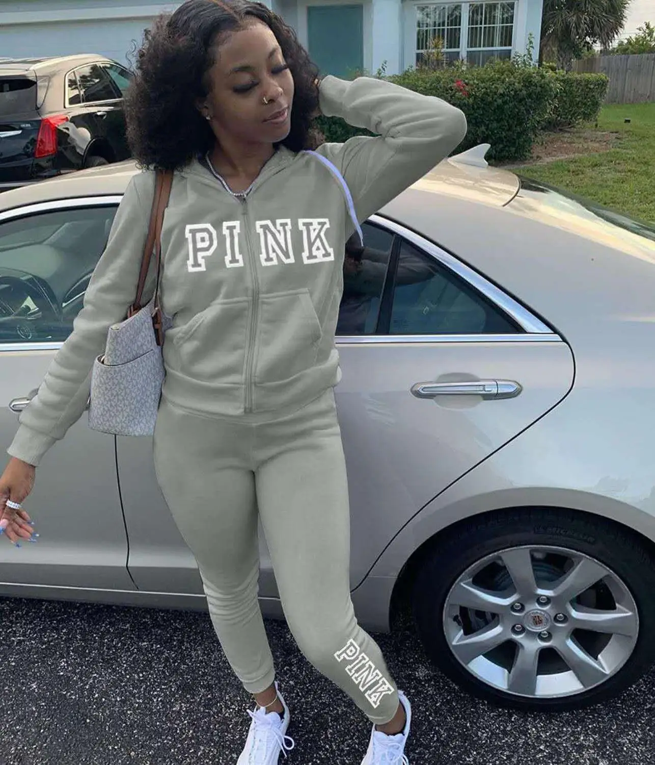 2022 PINK Letter Print 2 Piece Set Women Fall Hoody Sweatsuit Joggers Outfit Spring Streetwear Zip Coat Sweatpants Tracksuit 2022 african clothing for men tracksuit dashiki shirts and print pants traditional set outfits wear sweatsuit afripride a1916051