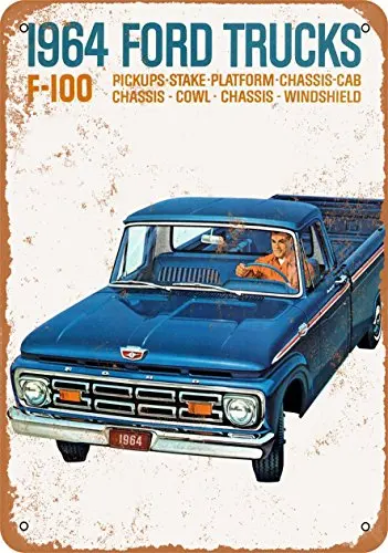 Металлический знак-1964 Ford F-100 Trucks-винтажный Настенный декор для кафе пива бара