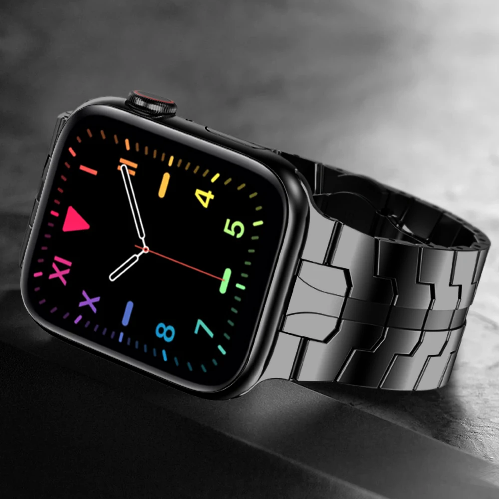 

Браслет деловой из нержавеющей стали для Apple Watch 7 Band 45 мм 41 мм, металлический браслет для iWatch SE 6 5 4 3 2 1 44 мм 42 мм 40 мм 38 мм