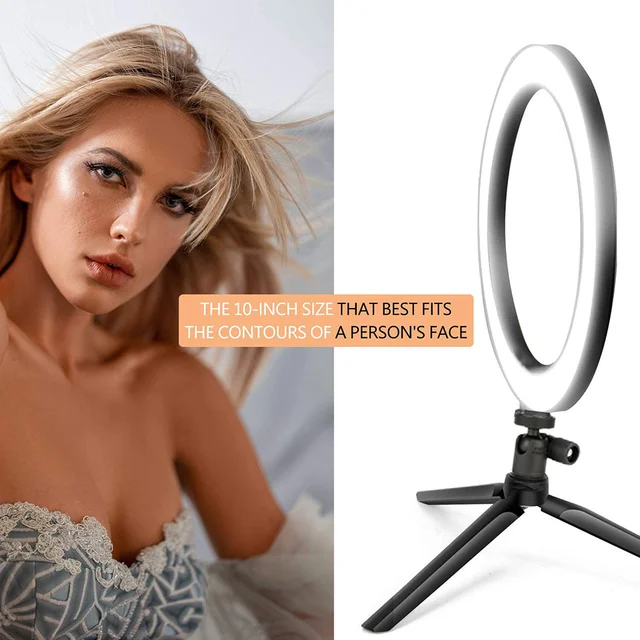 26CM RGB Fill Photography Lighting Phone Ringlight Tripod Stand Photo Led Selfie Remote Control Ring Light  Lamp Youtube Live 6