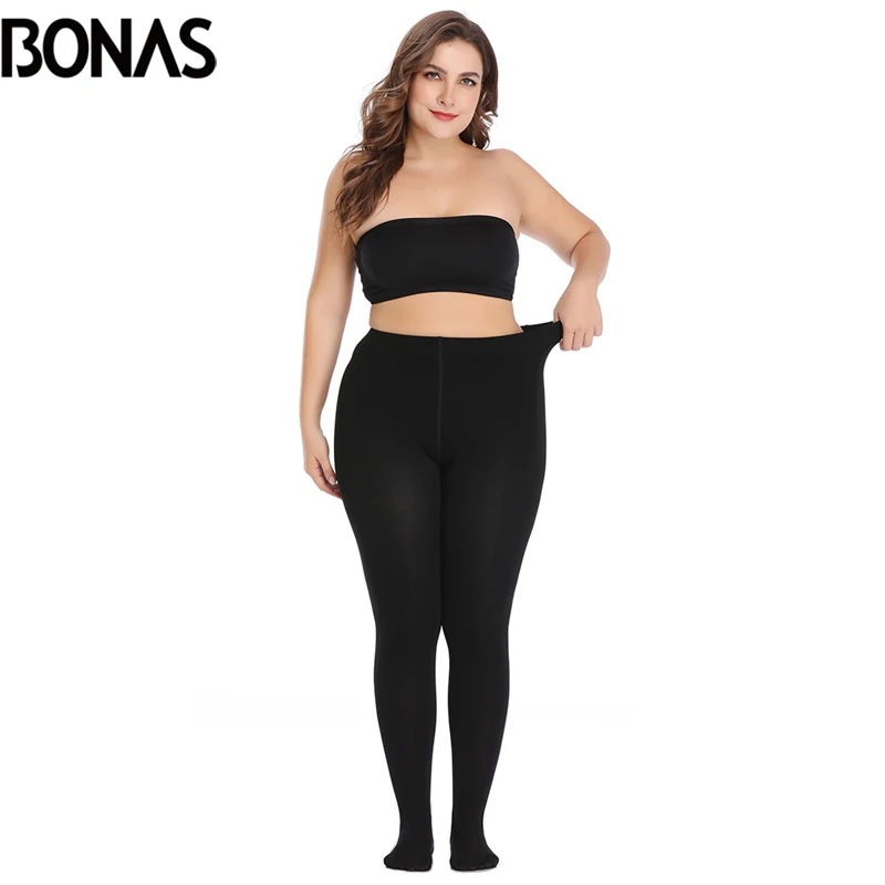 BONAS, большие размеры, теплые колготки для фитнеса, черные, 3XL, 100 кг, леггинсы, бархатные леггинсы, эластичные, теплые, зимние, плотные, женские колготки, плюс - Цвет: XL-3XL