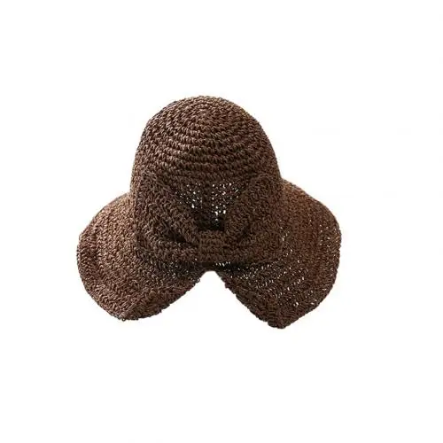 Coffee Fashion summer wide sexy side bonnet summer hat women bow sun hat floppy side inflatable woman girl straw bucket cap - Цвет: Coffee