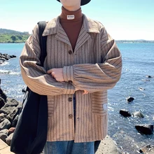 Осенне-зимний корейский Свободный Повседневный костюм в полоску в европейском и американском стиле