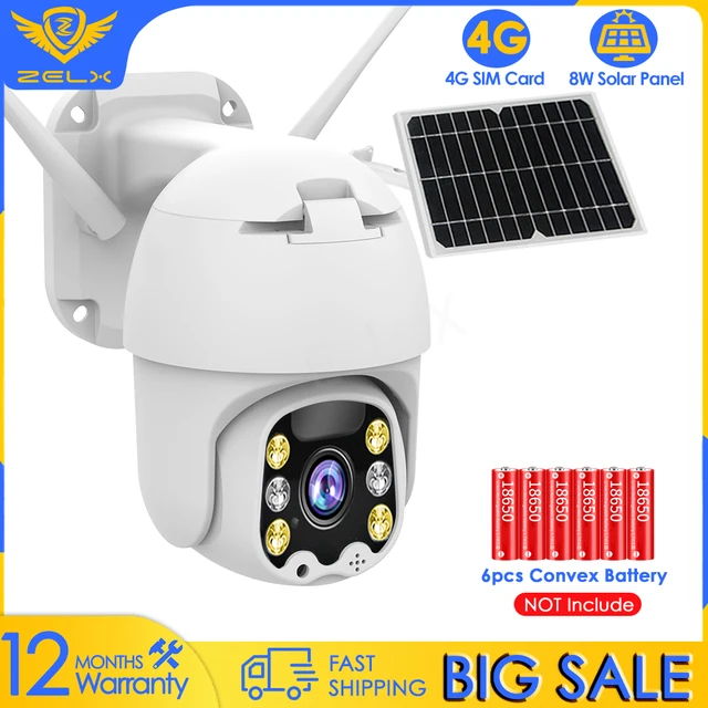 $- Solar IP Camera WIFI 4G SIM Card Video Surveillance Camera Two Way Audio Color Night Vision Motion Detection PTZ Security Camera