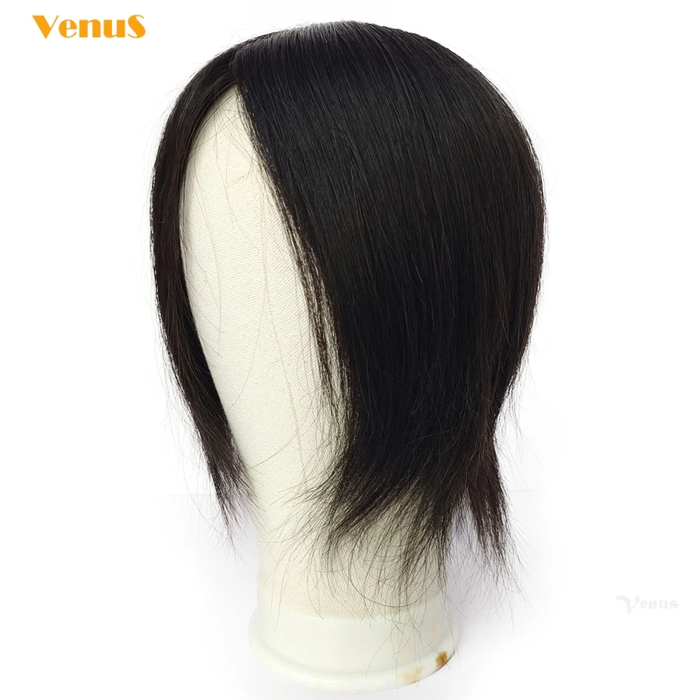 16x18cm Human Hair Big Topper 2cmPU+Breathable Net Silk Skin Base Toupee For Women Natural Hair Half Wig 6.4\'\'x7.2\'\' Hairpieces