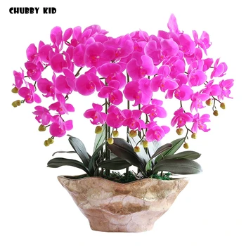 

High simulation real touch ikebana artificial orchid flower arrangement latex orchid floriculture Phalaenopsis pot culture suit
