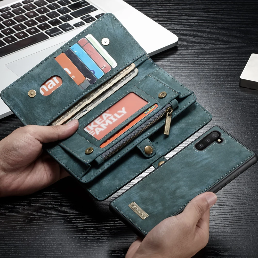 sFor Coque Samsung Galaxy Note 10 Case Cover Real Leather Wallet Zipper Flip Case for Samsung Galaxy Note 10 Note10 Plus Cover