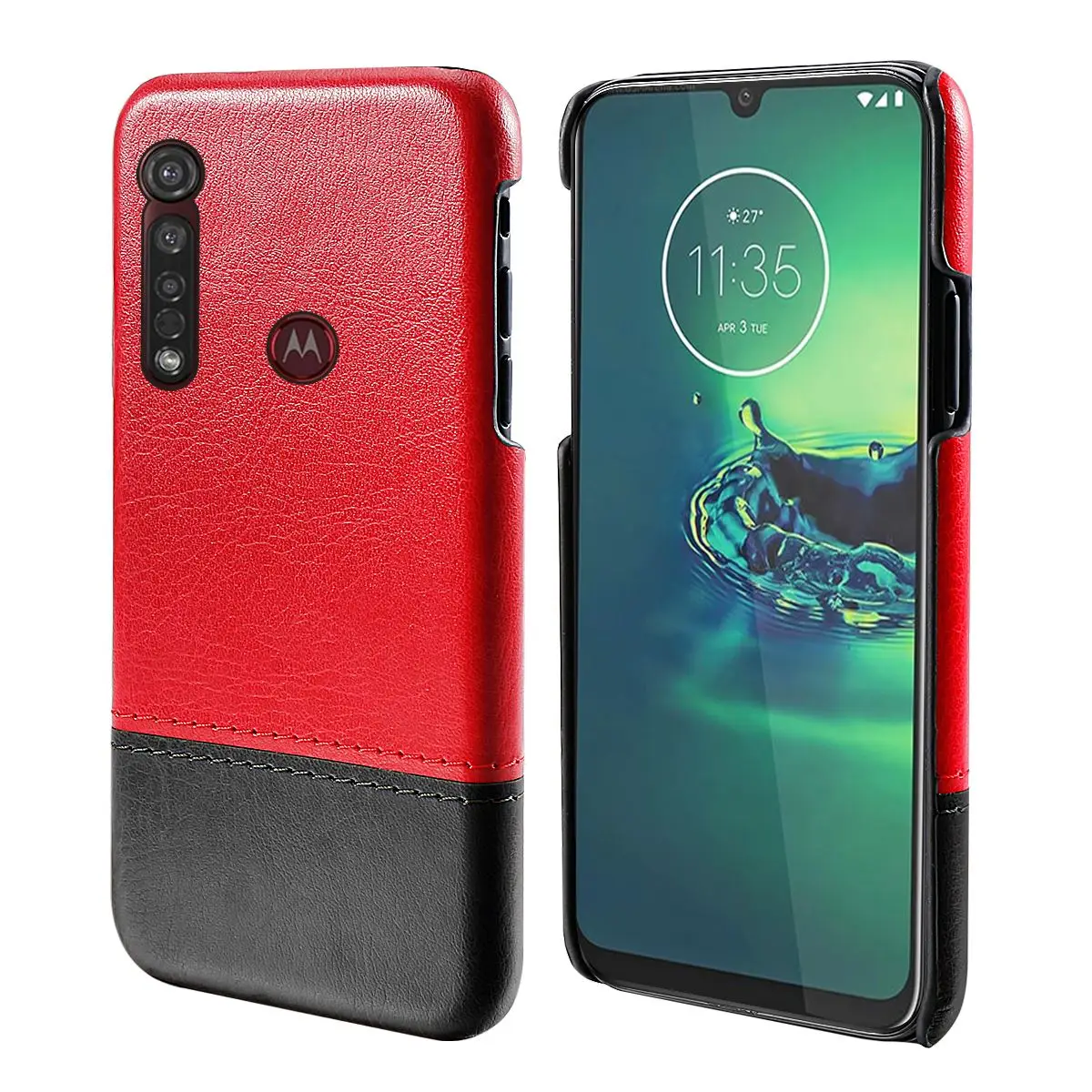 For Motorola Moto G8 Plus Phone Case Ultra thin Contrast Color hard PC Leather Cover Anti-Scratch Protector | Мобильные телефоны и