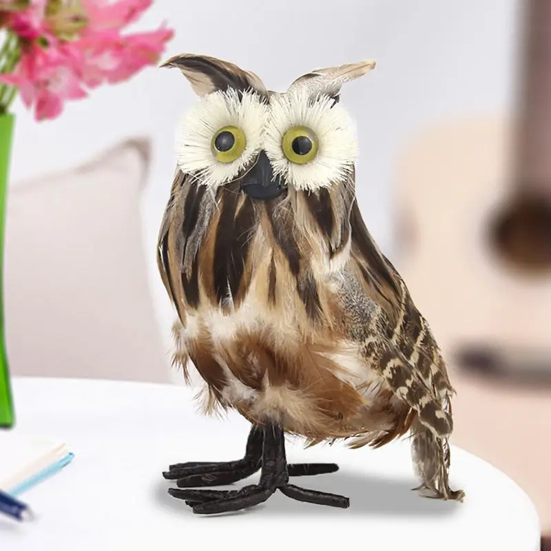 

Simulation Owl Garden Decor Feather Froth Lawn Figurine Ornament Home Courtyard E5BB
