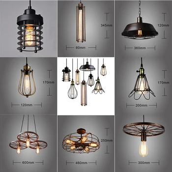 

Vintage Loft LED Pendant Lights Black Metal Hanging Pendant Light Retro Cafe Luminaires Industrial Decor Lighting Fixtures Avize