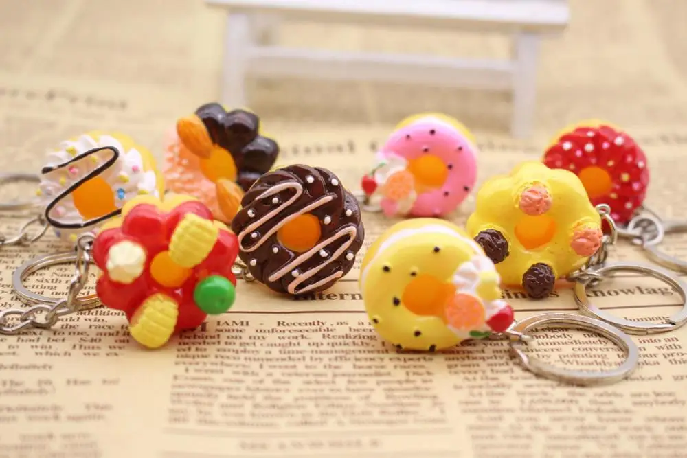 Корейский милый креативный подарок Моделирование еда брелок торт десерт Пончик брелок случайный