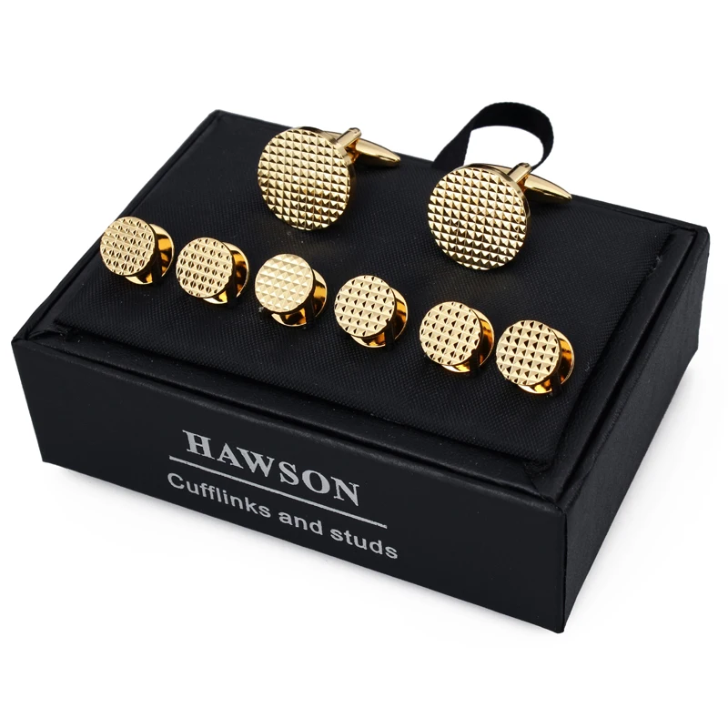 Men's cufflinks and stud sets, simple and fashionable metal striped tuxedo shirt and stud set,mens meetings accessory gift