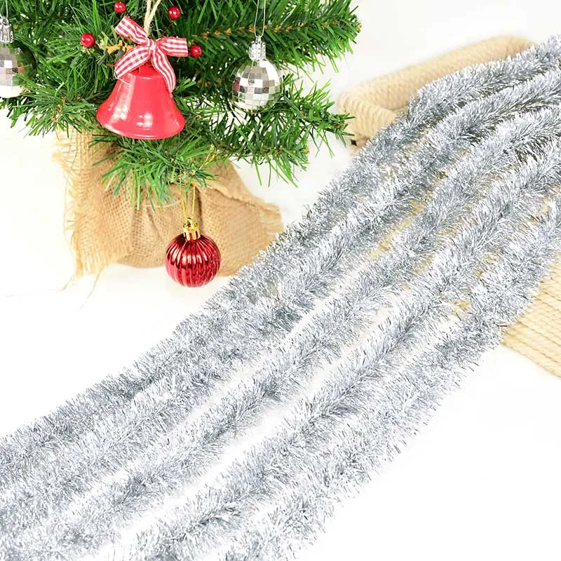 230cm Foil Tinsel Ribbon Garland for Christmas Decoration Xmas Tree Wrapping Ribbon Christmas Ornaments New Year Decor Supplies