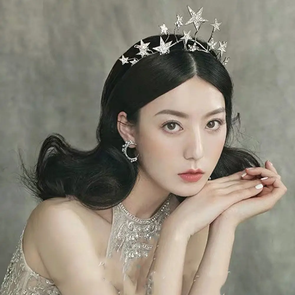 Fairy Crown Korean Style Cute Crystal Star Bridal Crown Rhinestone Hairband Headwear Wedding Hair Accessories Hair Hoop