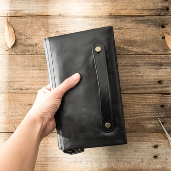 

Men's Leather Long Wallet Multi-function Casual Soft Leather Clutch Bag Mobile Phone Bag Tide First Layer Cowhide Leather Men