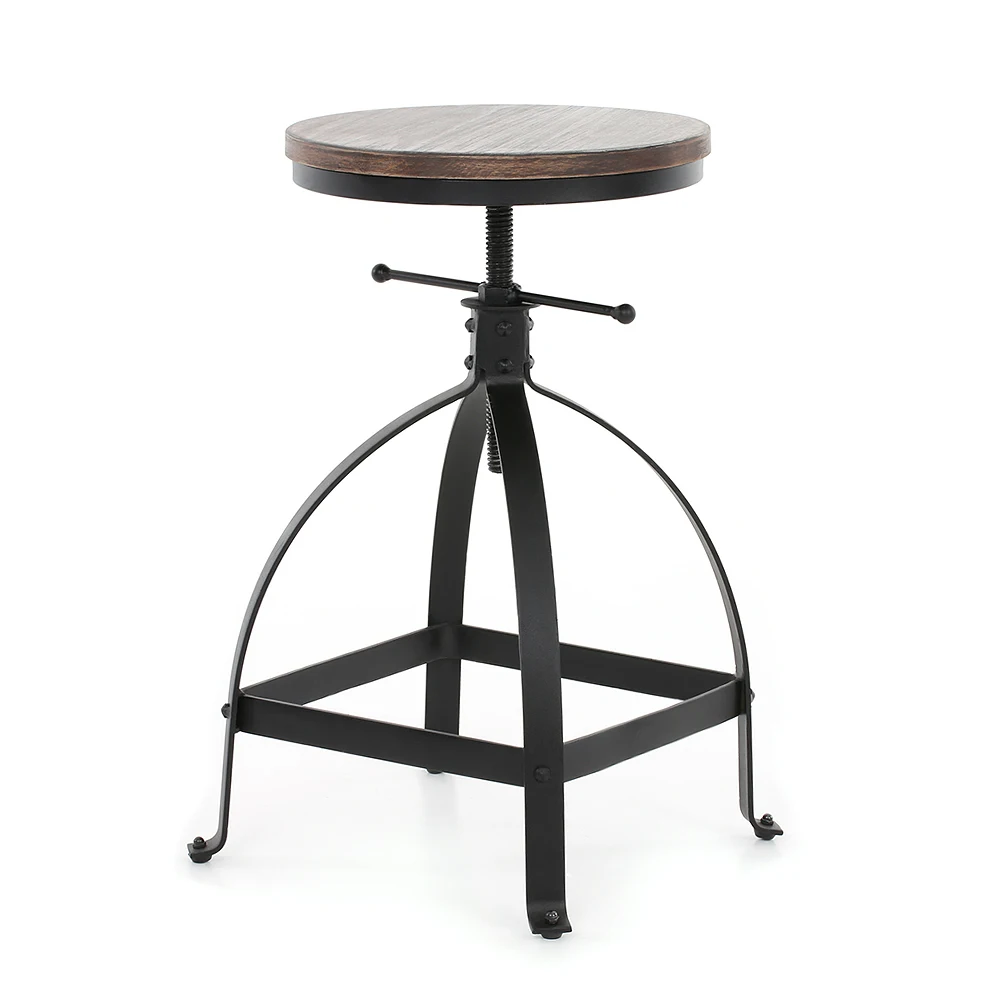 

iKayaa Industrial Style Adjustable Height Swivel Kitchen Dining Breakfast Chair Natural Pinewood Top Bar Stool