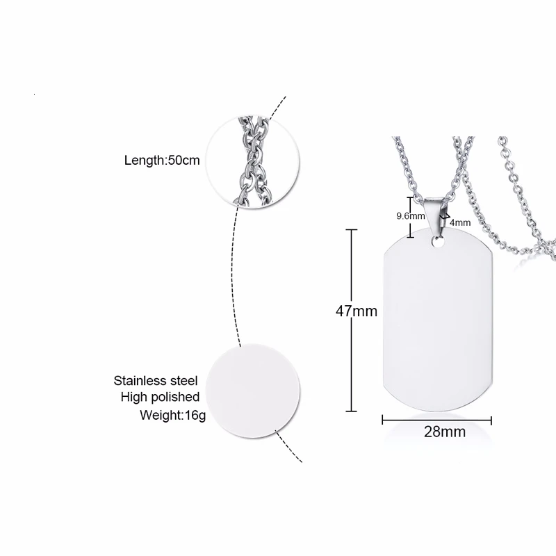 Vnox, Персонализированное изображение, фото ожерелья, Полноцветное Изображение, твердая нержавеющая сталь, собачья бирка для женщин и мужчин, подвеска, подарок на заказ - Окраска металла: PN-004S