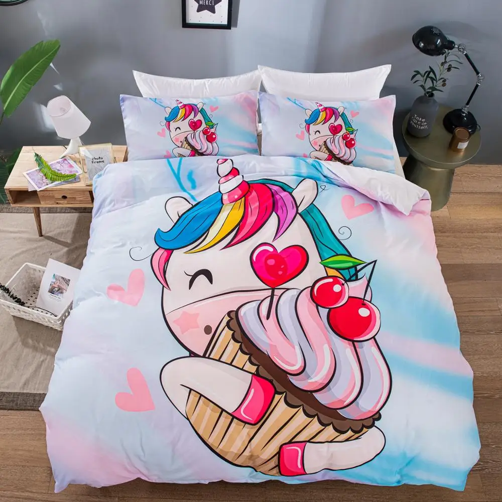 

Heart Unicorn Duvet Cover pillowcase unicorn bedding set Twin Full Queen King Size bedding set 3PCS