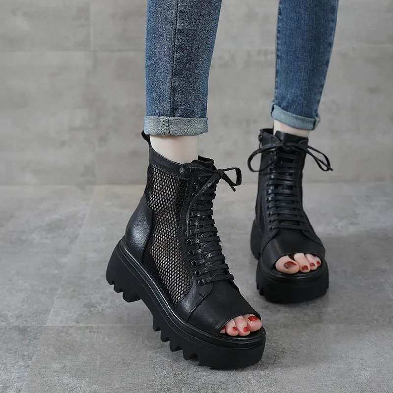 New Fashional Black High Heel Real Genuine Leather Women Summer Sandals