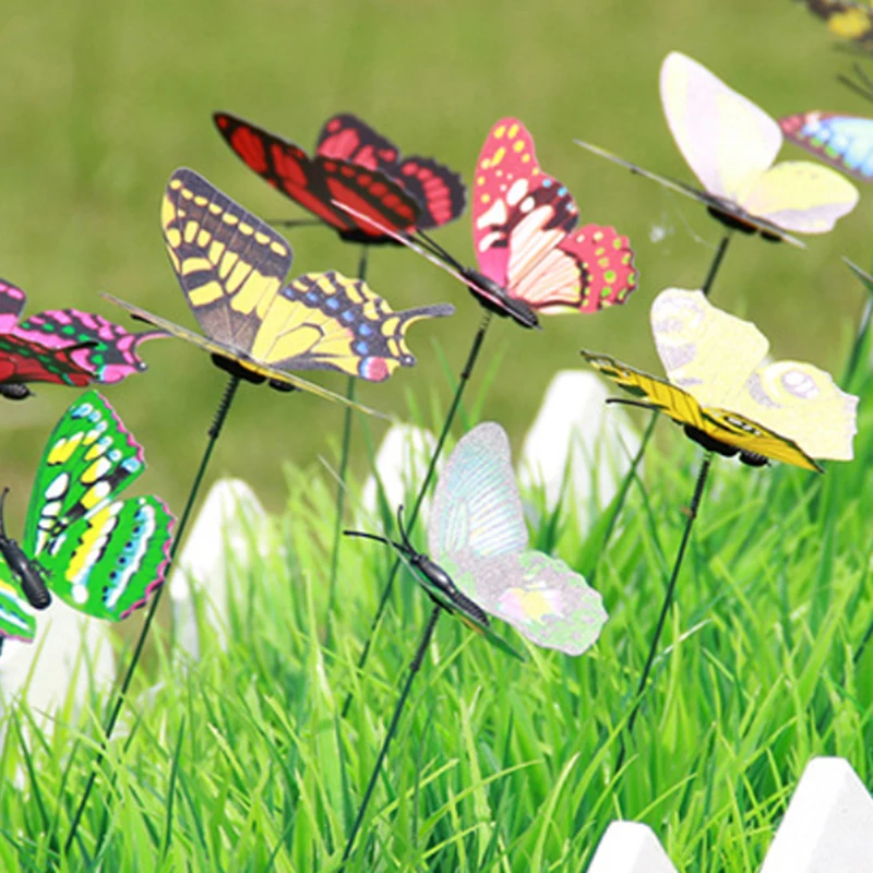 

5Pcs/Bunch Butterflies Garden Yard Planter Colorful Whimsical Butterfly Stakes Decoracion Outdoor Decor Flower Pots Decoration