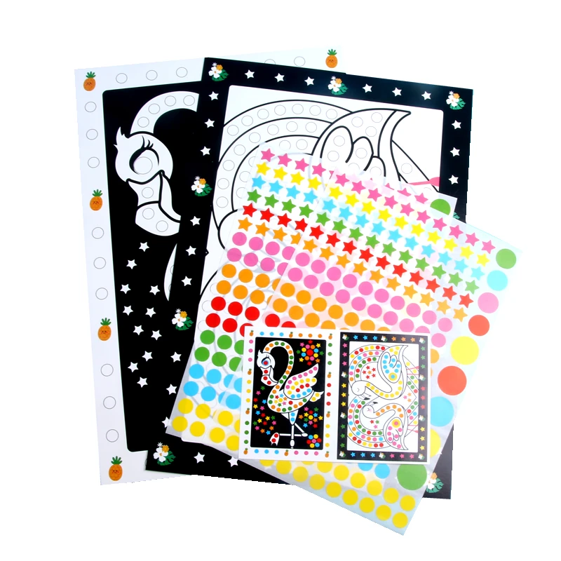Funny Puzzle Dot Stickers For Kids Cute Cartoon Animal Drawing Mosaic Sticker Children Early Educational Patience Training Toys 6