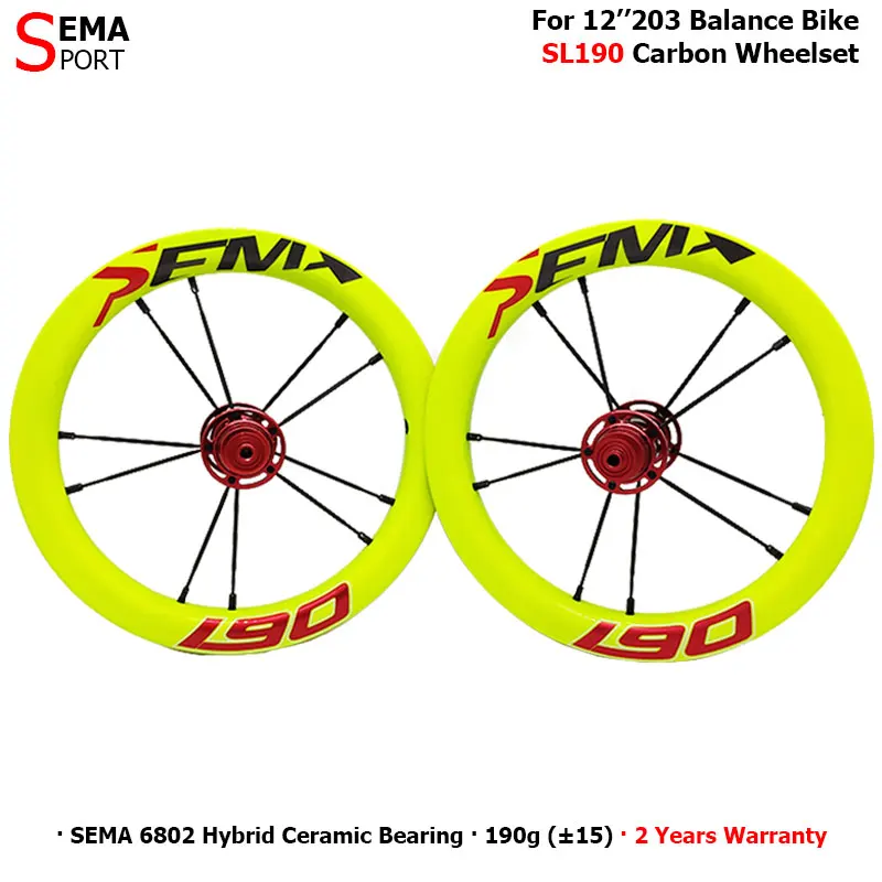 Carbon Wielen Sema SL190 190G Carbon Wielset 12 Inch Super Licht Wielen Met  6801 Lager Voor Kids Loopfiets/Push|Bicycle Wheel| - AliExpress